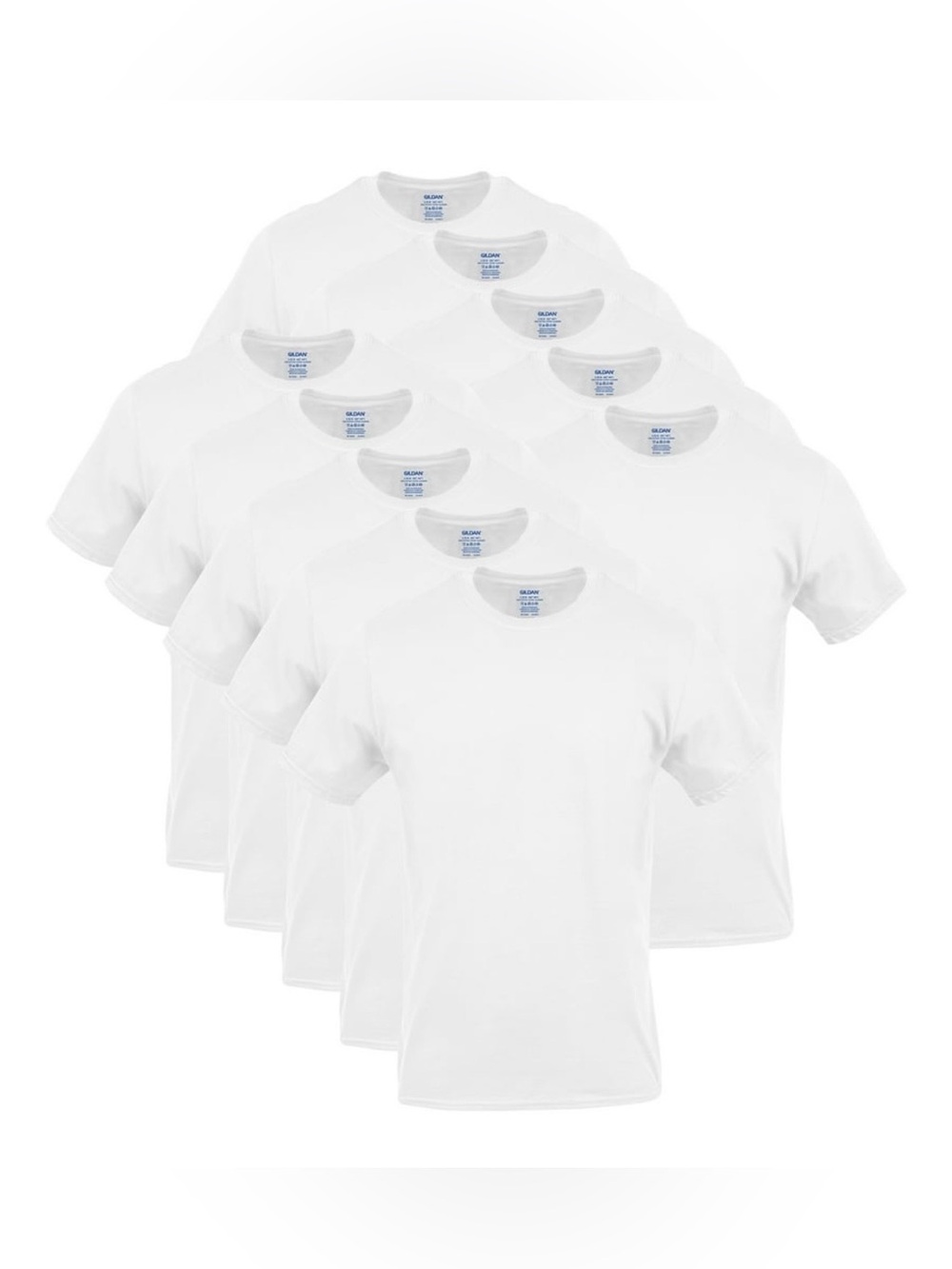 Gildan Men’s Short Sleeve Crew T-Shirt, 10 Pack Size 2XL